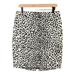 J. Crew Factory Leopard Cotton Pencil Skirt Size 6